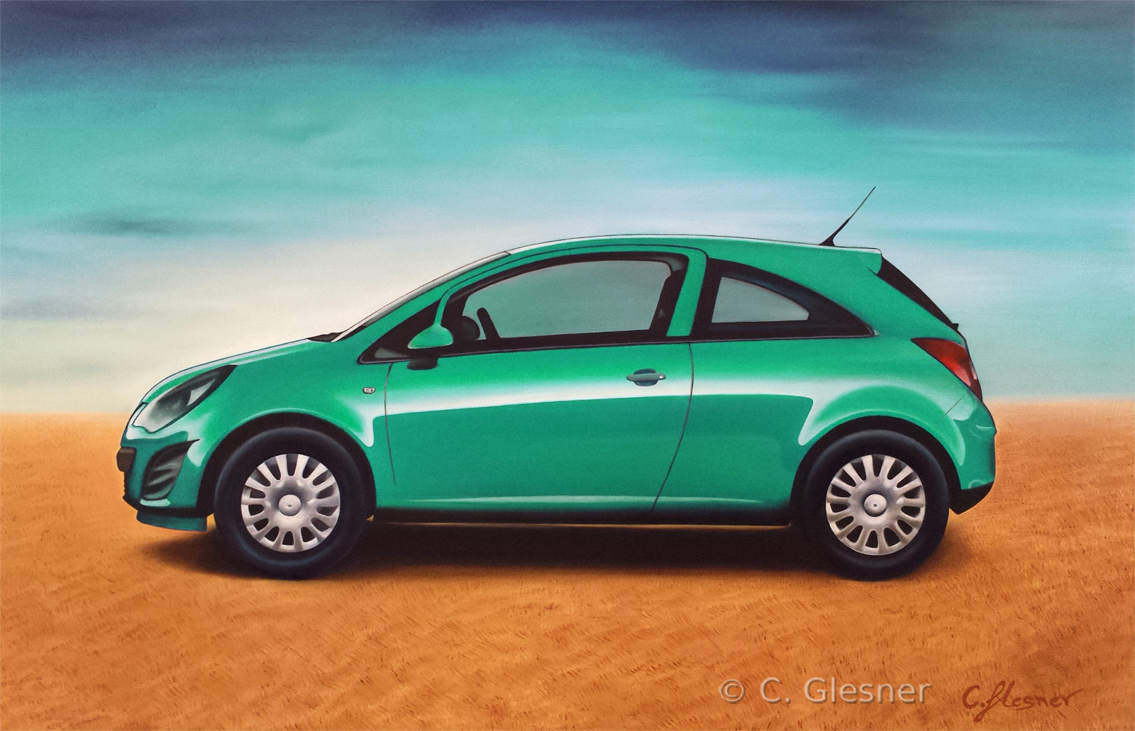 Corsa, Öl auf Leinwand, Auftragsmalerei