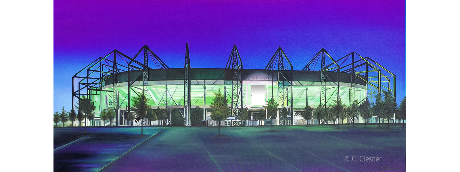 Fussballstadion Ölgemälde 2, Auftragsmalerei