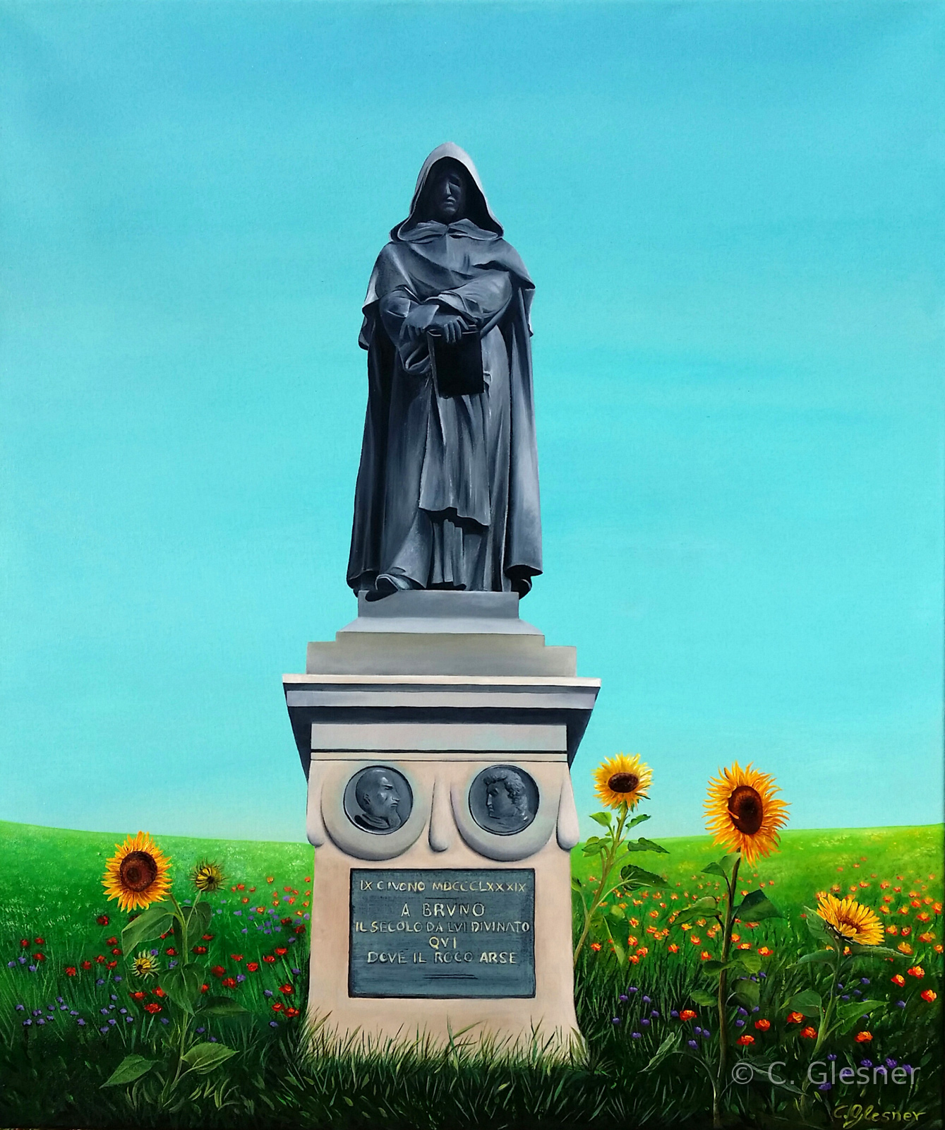 Giordano Bruno, Öl auf Leinwand, Christine Glesner